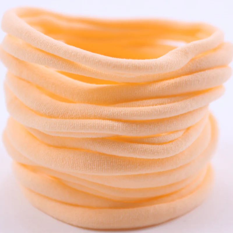Peach NY000-01 40 шт./лот, яркие цвета, мягкие нейлоновые эластичные повязки на голову, сделай сам, лента с бантом, Однотонные эластичные повязки на голову, аксессуары для волос - Цвет: Peach NY000-01