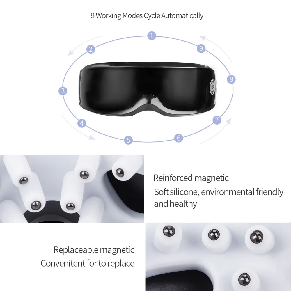 

Electric Vibration Eye Massager Wireless Kneading Pressing Acupoints Eye Massage Glasses USB Rechargeable Eye Fatigue Relief 31