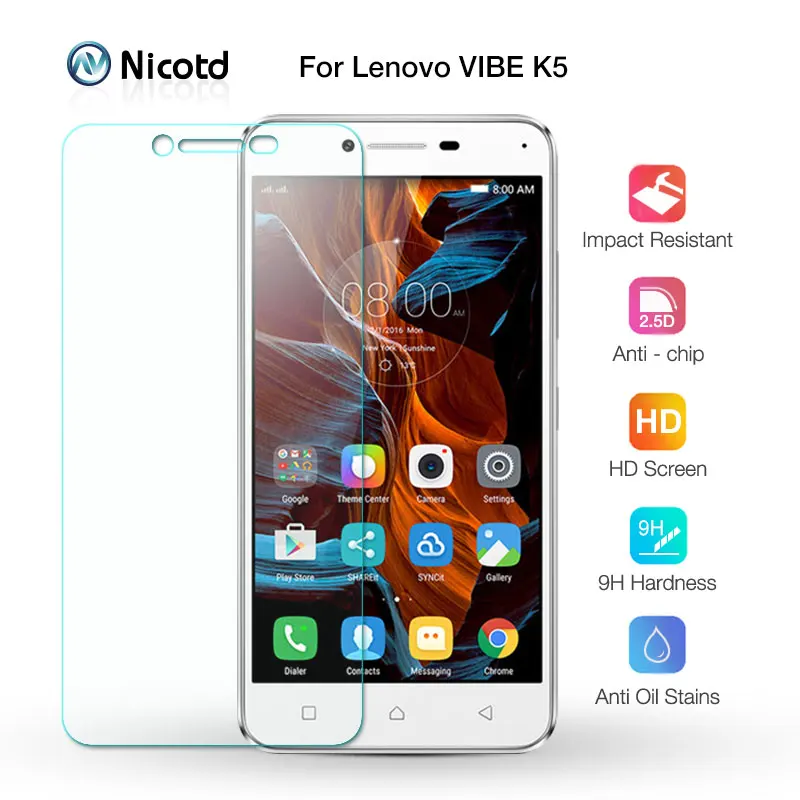 Закаленное стекло Nicotd для Lenovo Vibe K5 9H 2.5D защитная пленка экрана A6020a40 прозрачное 5 0