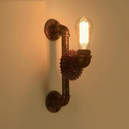 Loft Style Iron Gear Water Pipe Lamp Industrial Vintage Wall Light Fixtures Home Bedside Edison Sconce Indoor Lighting | Лампы и