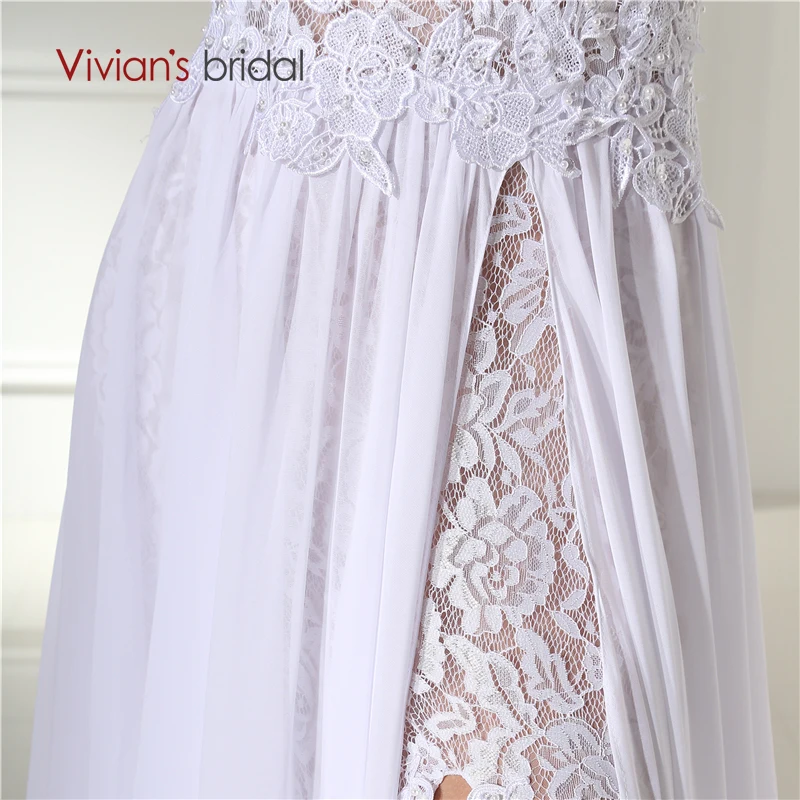 Vivian's Bridal 2017 летние кружевные свадебные платья Boho на тонких бретельках Милые
