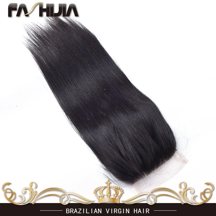 Brazilian Virgin Hair With Closure 4 Bundle Weave Bundles Straight 4*4 Human |