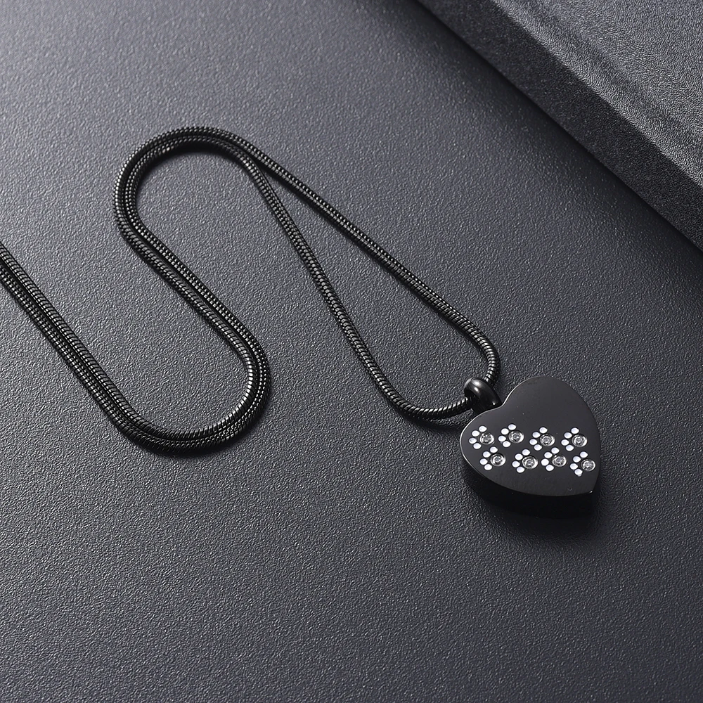 

LKJ8383 Crystal Paws Inlay Plain Heart Cremation Pendant Pet Urn Necklace for Women Ash Jewelry Keepsake for Loss Animal
