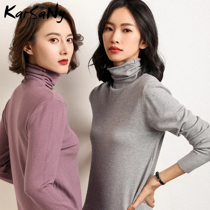 Winter Cashmere Sweater Women Wool Pullover Women's White Turtleneck Soft For Woman Sweaters | Женская одежда