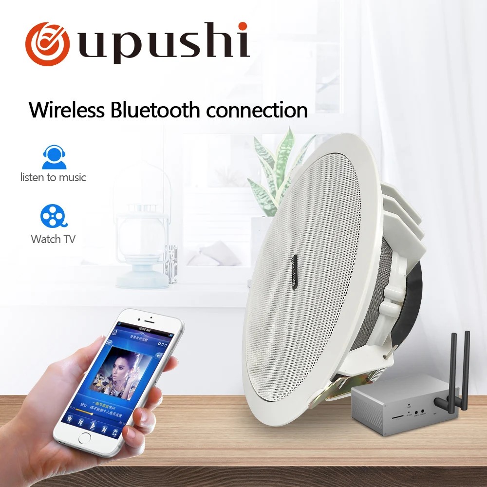 Беспроводные потолочные колонки WiFi 6,5-дюймовые Bluetooth-колонки Oupushi домашней аудиосистемы лучшие в стену для окружающего звука.