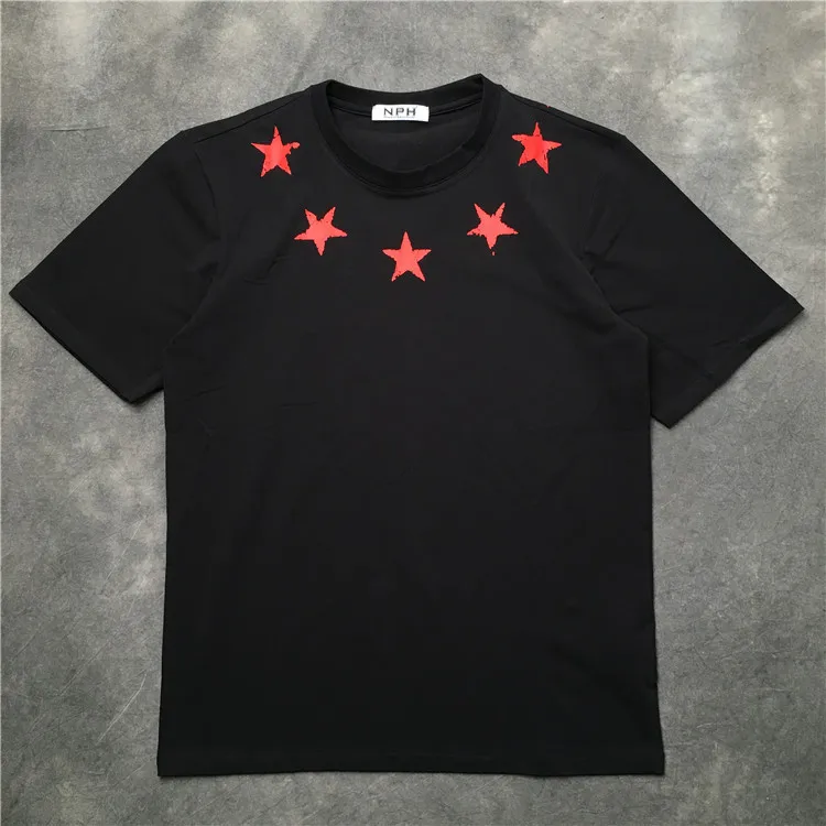 Новинка 2019 мужские футболки с вырезом водяными знаками красными звездами