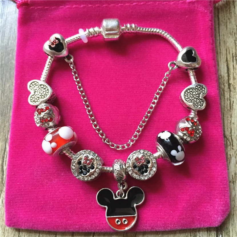 Подвески в виде мультяшной мыши и минны бусины из Мурано подходят для