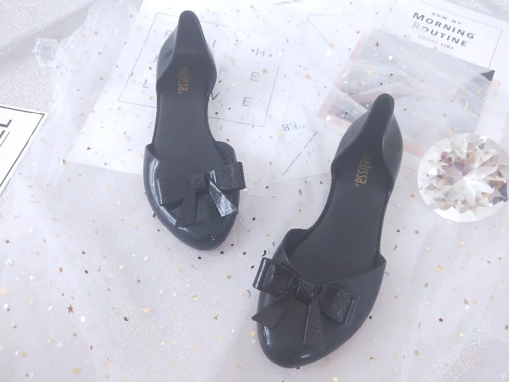 Melissa/ г. Женские босоножки Новая летняя прозрачная обувь женские повседневные модные сандалии на плоской подошве с бантом-бабочкой, размеры 36-40