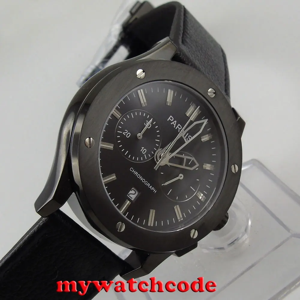 Кварцевые мужские часы parnis P631 с черным циферблатом 44 мм|watch men|watch men watchwatch watch |