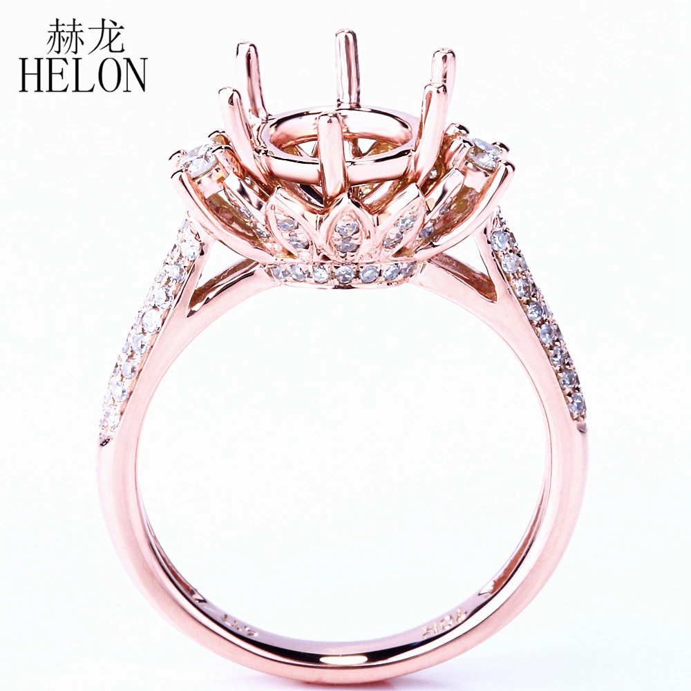 Розовое золото HELON Solid 14K (585) круглая огранка 8 9 мм полузакрепка настоящие 0 4 карат