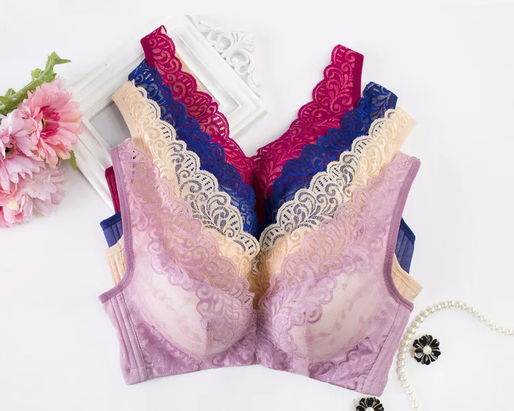 Элегантный Цветочный Собрать Регулируемый Сексуальный Кружевной Бюстгальтер