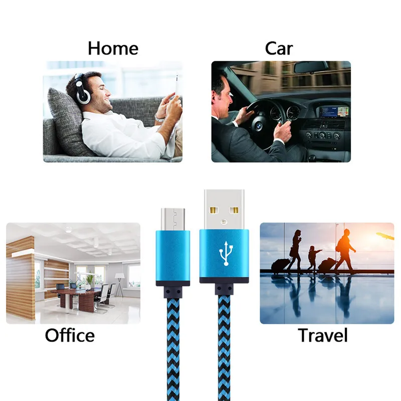 Нейлоновый Micro USB кабель для быстрой зарядки и синхронизации данных, кабель для зарядки, шнур для мобильного телефона Android samsung huawei Xiaomi OPPO SONY Tablet