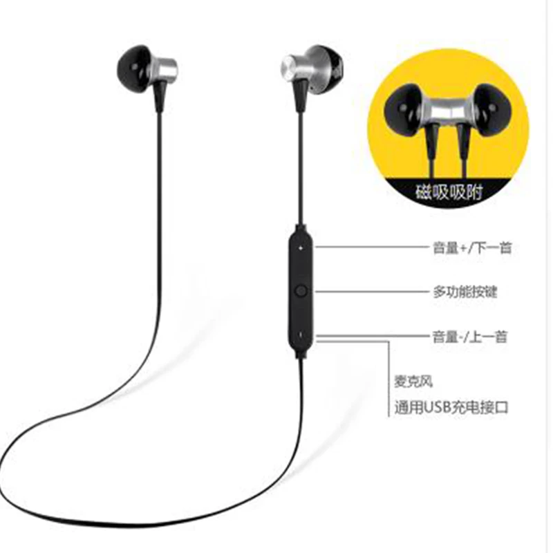 Магнитная бас стерео Половина ухо наушники Беспроводной Bluetooth с микрофоном