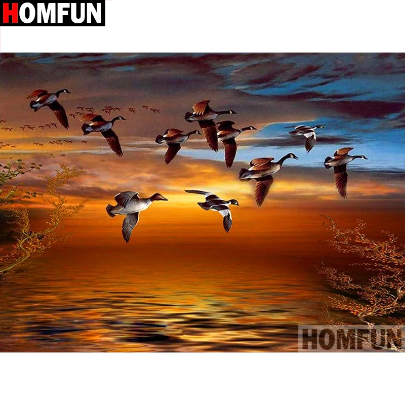Алмазная живопись HOMFUN A15520 Сумерки птицы вышивка крестиком из квадратных/круглых