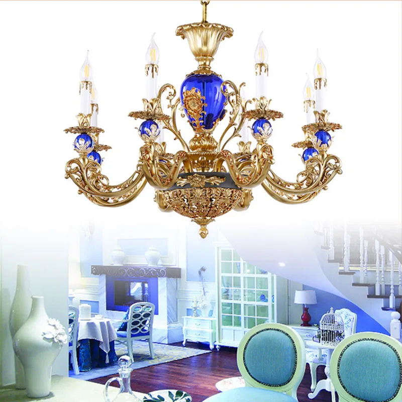 24 К золото Висячие цепи современный французский свечи люстры шампунь лампы