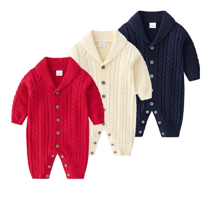 2021 Autumn- Winter Handsome clothing for Boys girls Kids 3 Colors Long Sleeve Knitting rompers Clothes For Newborn baby coats | Мать и