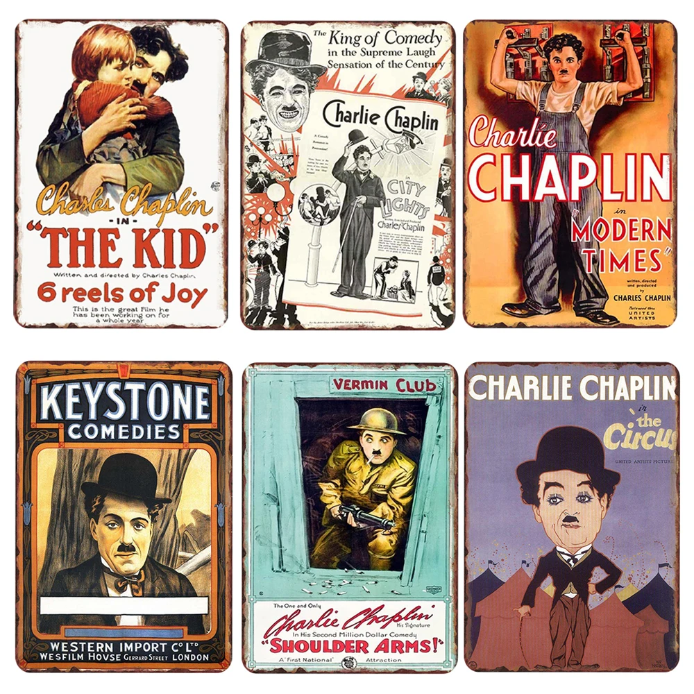 

Chaplin винтажная металлическая жестяная пластина постер потертый шик ретро Оловянная табличка, пластинка металлический плакат спальня бар д...
