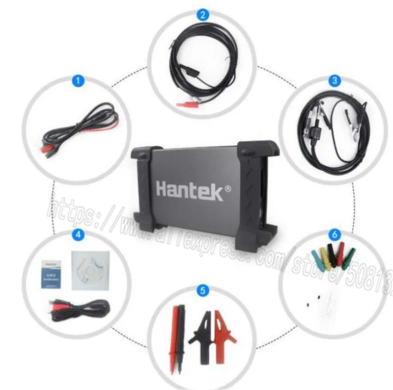 Hantek 6074BE/6104BE/6204BE/6254BE 4 канальный портативный осциллограф виртуальный с цифровым