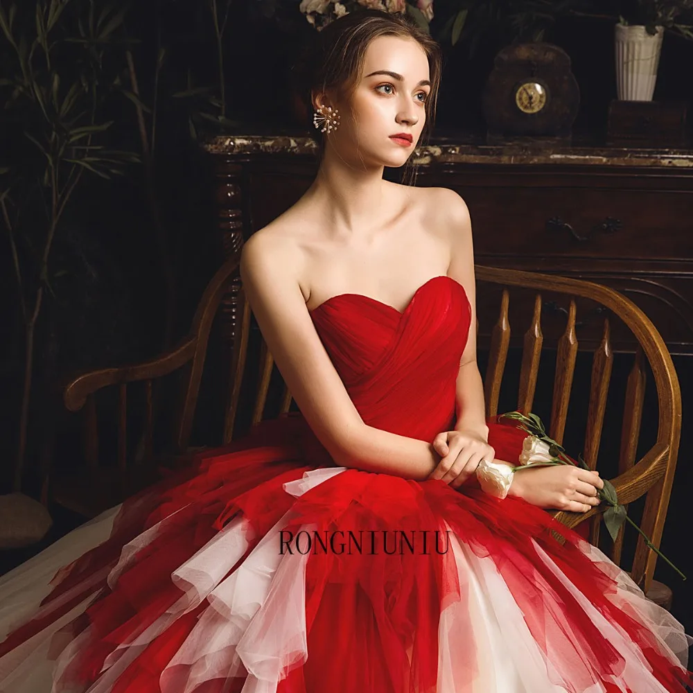 Новые свадебные платья Милая Красная я Vestido De Noiva; обувь на заказ; длинное платье с открытой спиной без рукавов, на шнуровке поезд