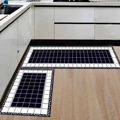 Kitchen lattice Yazi фланелевые черно-белые геометрические Коврики для кухни, коврик для двери, моющийся Мягкий Нескользящий длинный ковер, коврик для коридора - Цвет: Kitchen lattice