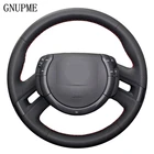 Чехол на руль GNUPME из искусственной кожи, прошитый вручную черный чехол рулевого колеса автомобиля для Citroen C4 Picasso 2012-2014 C-quatre