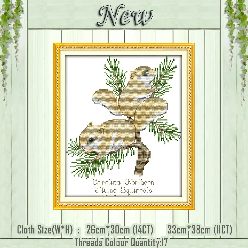 Flying squirrel Собаки волк Лев медведь лисы животные картина 11CT узоры напечатаны на холсте DMC 14CT вышивка крестиком наборы для вышивания - Цвет: Flying squirrel