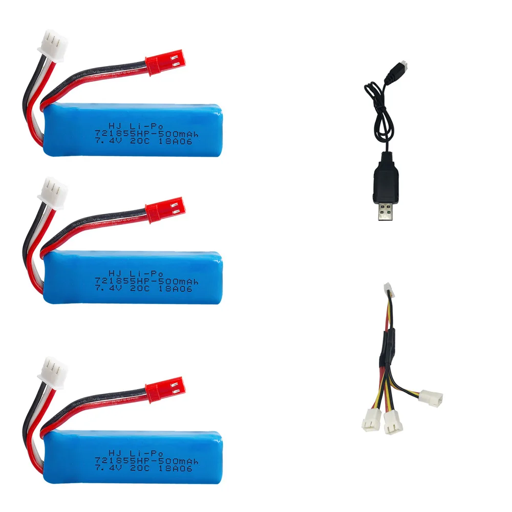 7 4 В 500 мАч Lipo аккумулятор 20C с зарядным устройством 3 в 1 кабель для WLtoys A202 A212 A222 A232