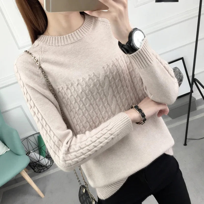 Autumn Winter Tops Women Sweaters And Pullovers Korean style Long sleeve Casual K Sweater Slim Knitted Jumper Black Knitwear | Женская