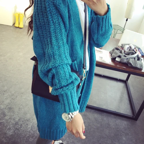 Новинка 2020 женский длинный кардиган в Корейском стиле свитер вязаное крючком