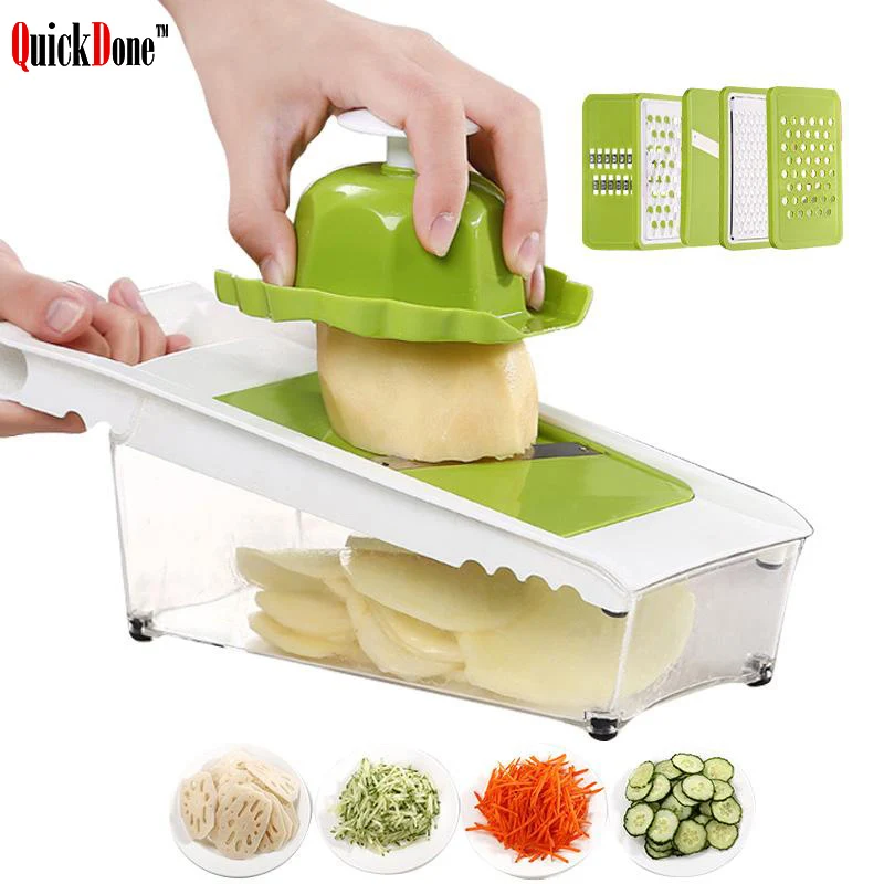 QuickDone многофункциональная мандолина Slicer овощи резак с 5 лезвиями для овощей