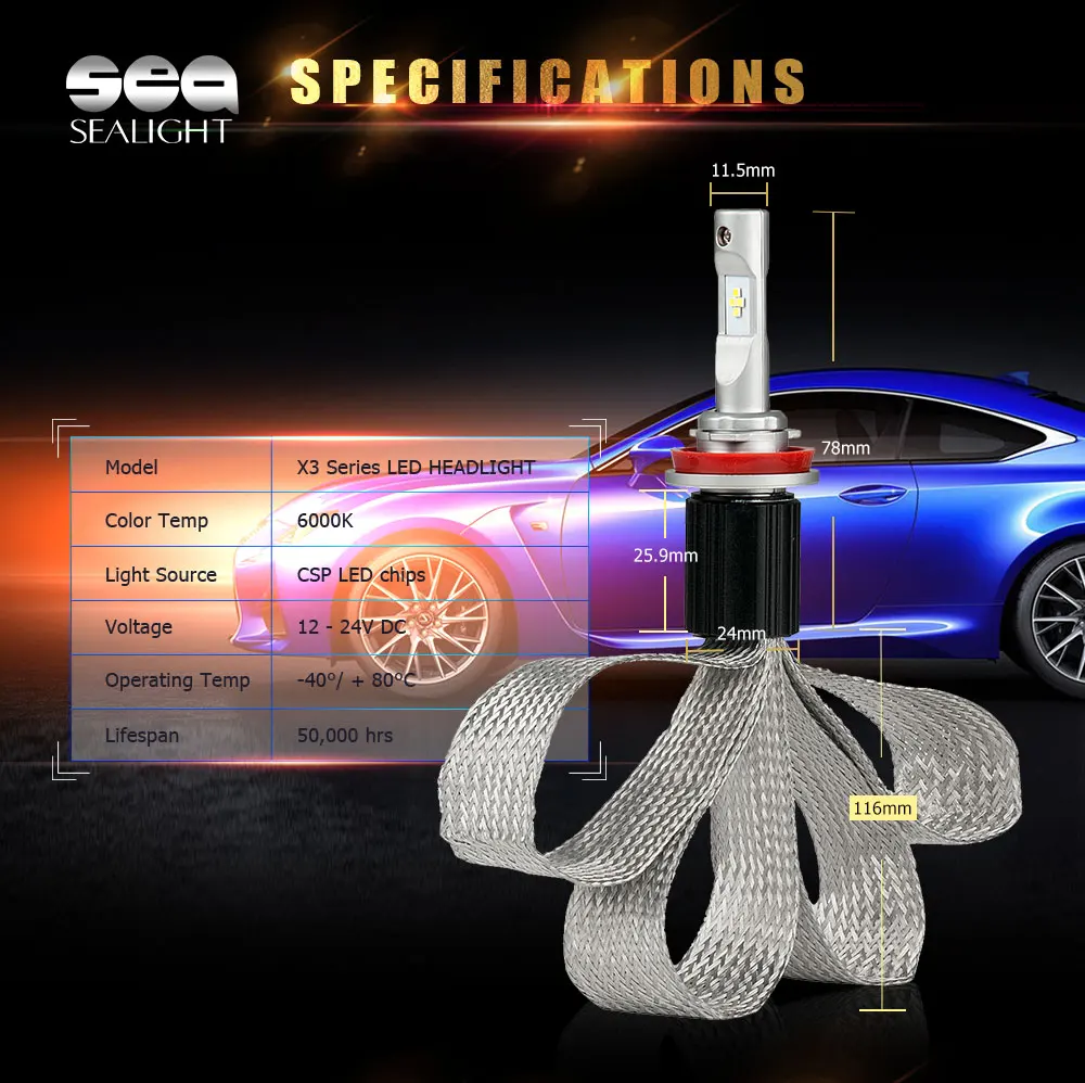 Авто Стайлинг H4 H7 светодиодный лампы H8 H9 H11 H1 9005 9006 фары 60 Вт 12000LM для Toyota Honda Nissan BMW