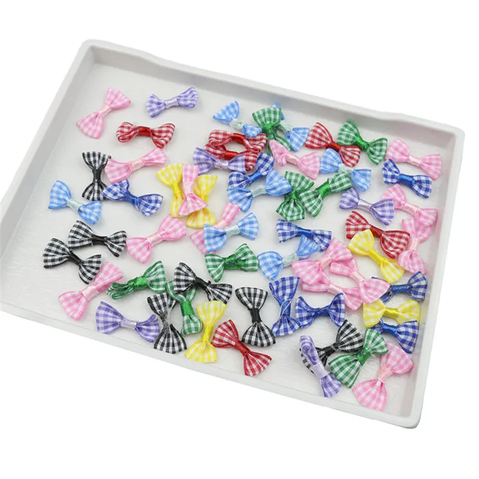 Color Bowknots 50 шт., клетчатая ткань, маленькая лента, банты, сделай сам, ремесло, головной убор, одежда, кукла, игрушки, аппликация, аксессуары, бант, Свадебный декор - Цвет: Color Bowknots