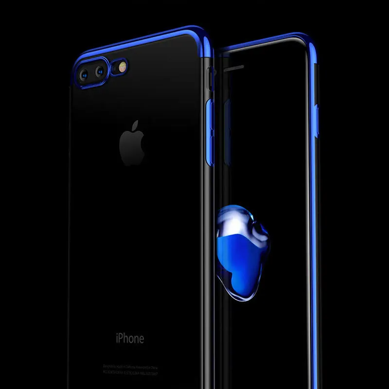 7 Plus Telefoon мотыги Роскошные покрытие силиконовый прозрачный чехол для телефона