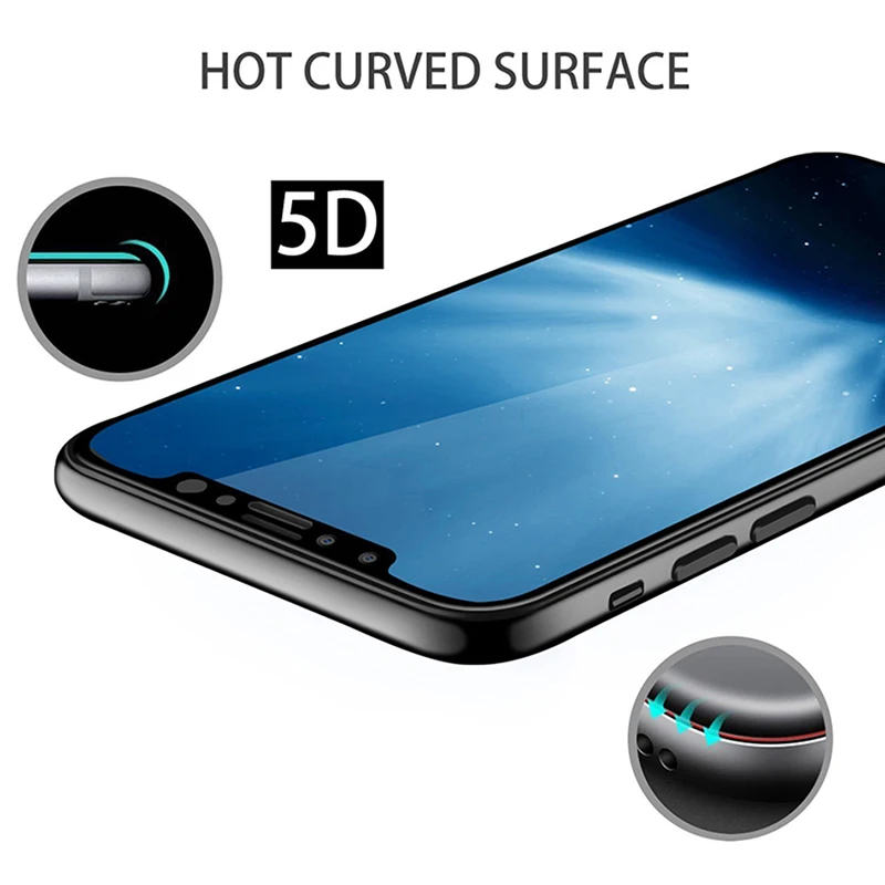 5D Защитное стекло для iphone X XR XS Max полное покрытие Защита экрана iPhone 7 8 6 6S Plus