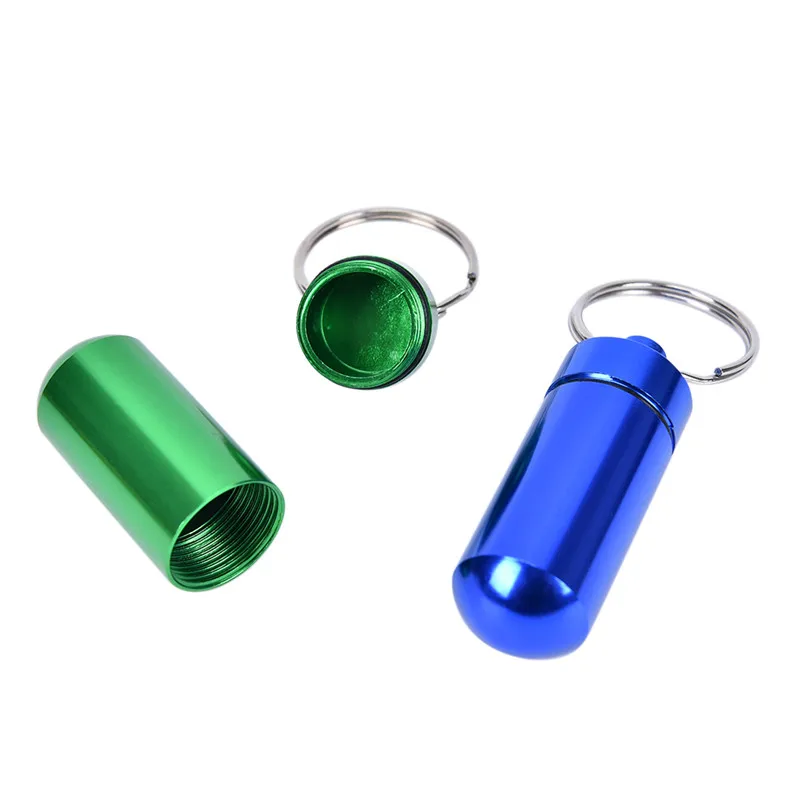 1pc Waterproof Aluminum Pill Box Medicine Case Container Bottle Holder Keychain Carabiner Outdoor PillBox | Красота и здоровье