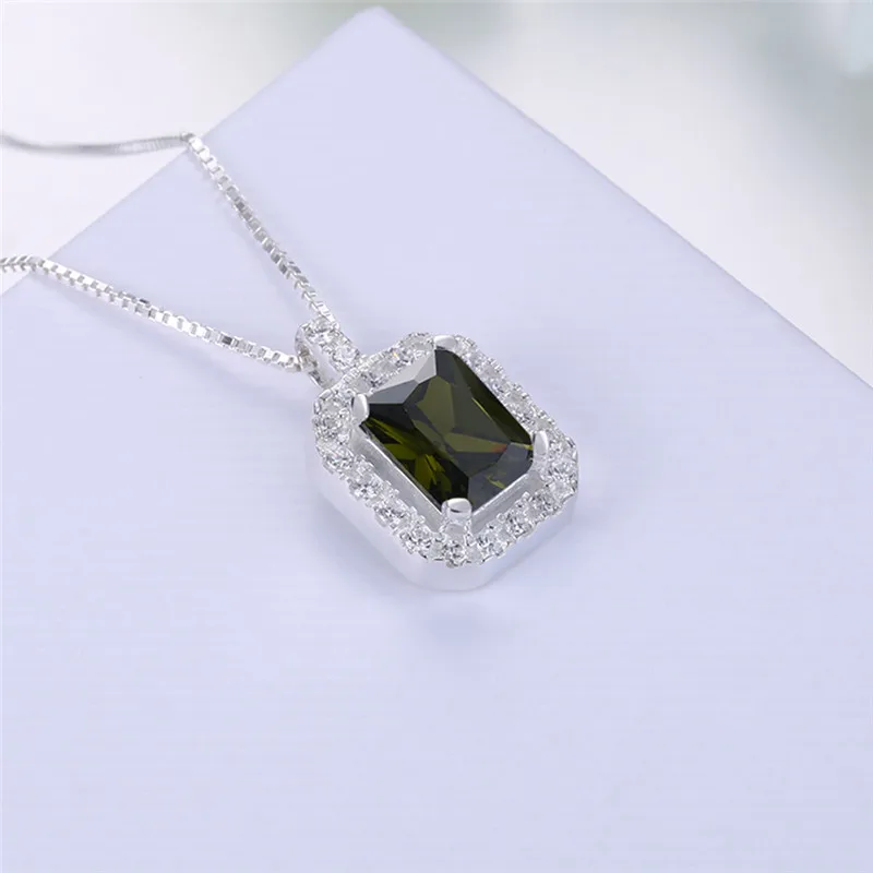 SH N0073 GR новый Модные украшения роскошные оливково зеленый кулон с AAA cz + ожерелье