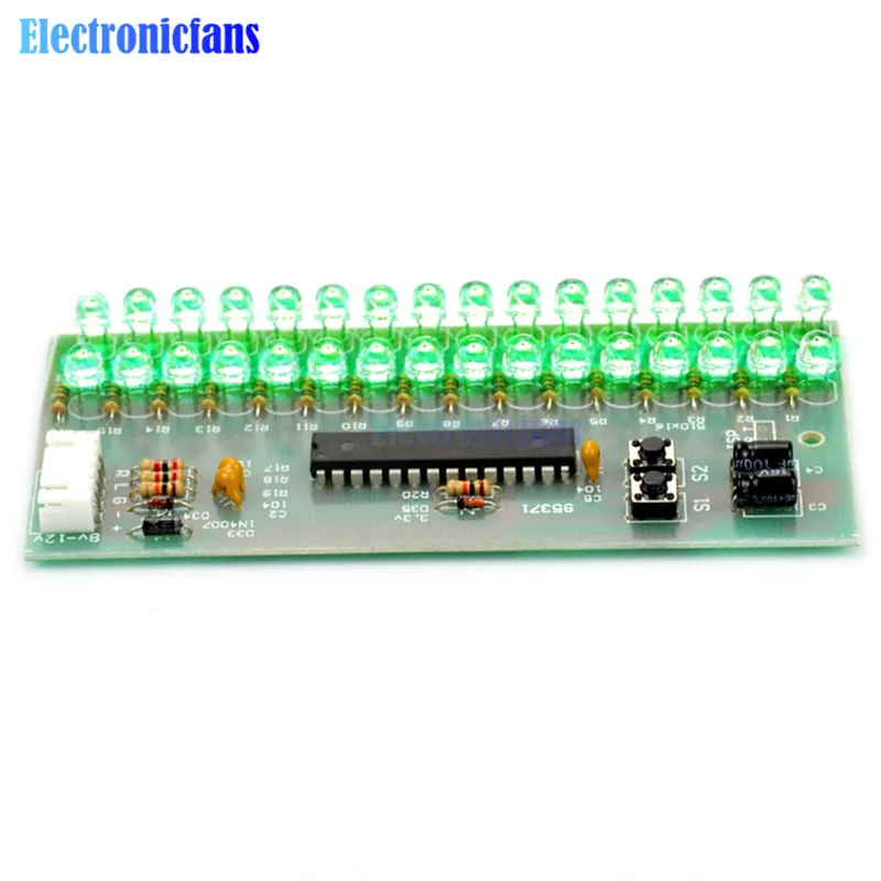 MCU Adjustable Display Pattern LED VU Meter Level Indicator Amplifier Audio 16 Dual Channel Green lamp light DC 8V to 12V | Электронные