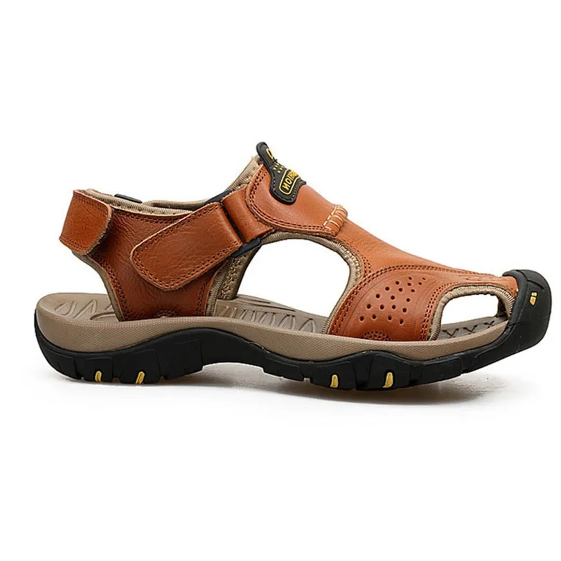 Мужские сандалии из натуральной кожи LIN KING пляжные босоножки для улицы