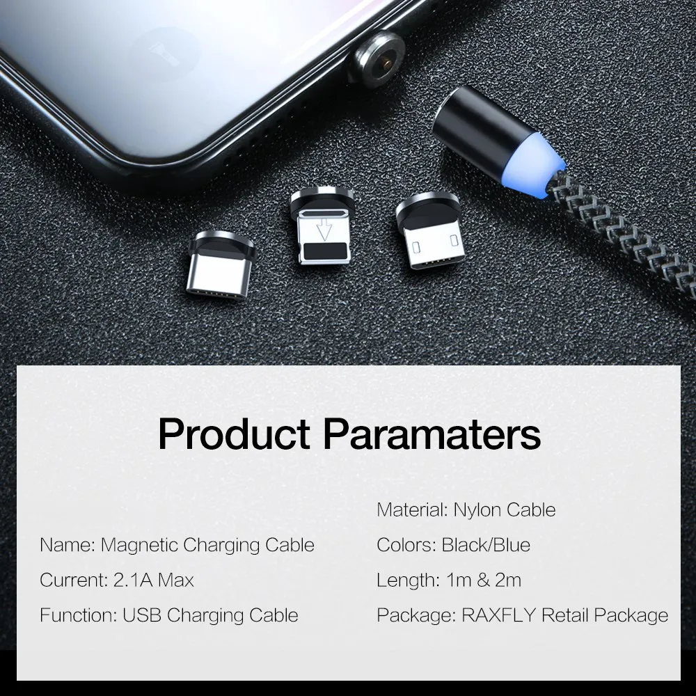 Магнитный кабель RHOADA Micro usb type C для Xiaomi Redmi Note 7 зарядный iPhone X XS магнитное зарядное