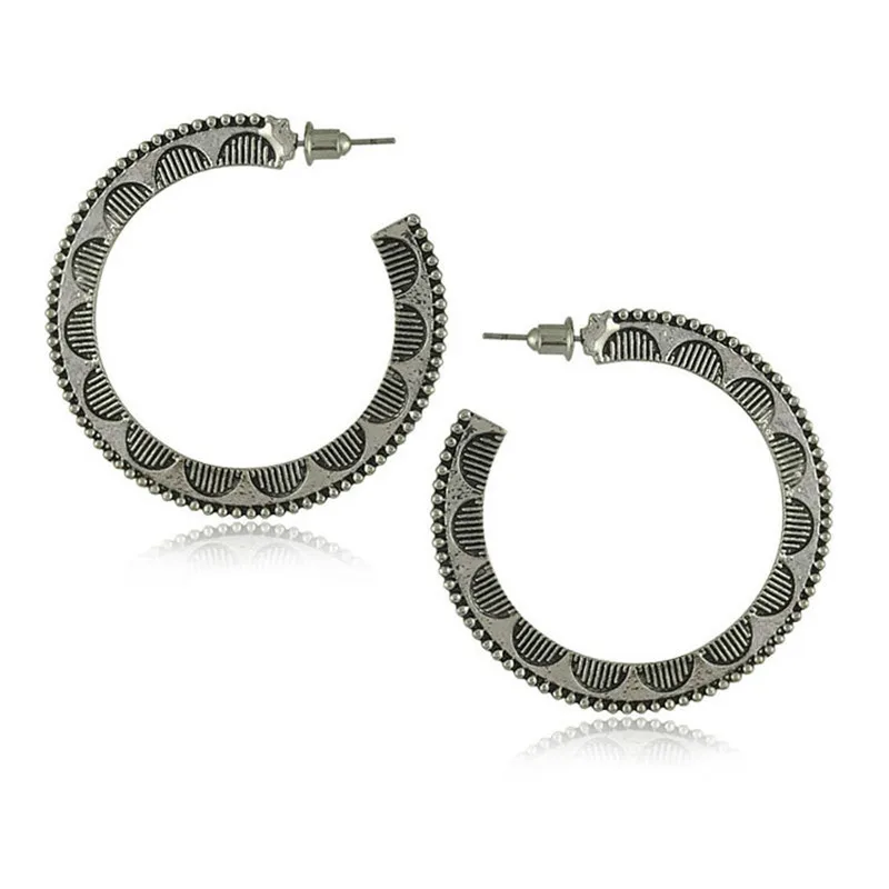 Индийский национальный стиль богемные резные металлические серьги Пряжка для