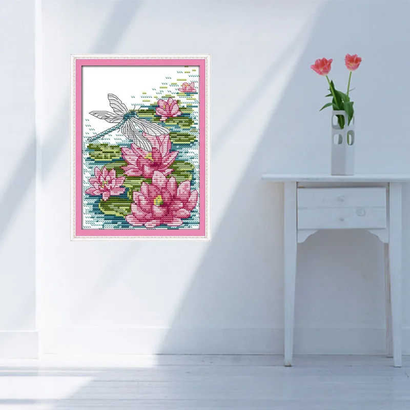 Набор для вышивки крестиком стрекоза и Лотос|Упаковка| |