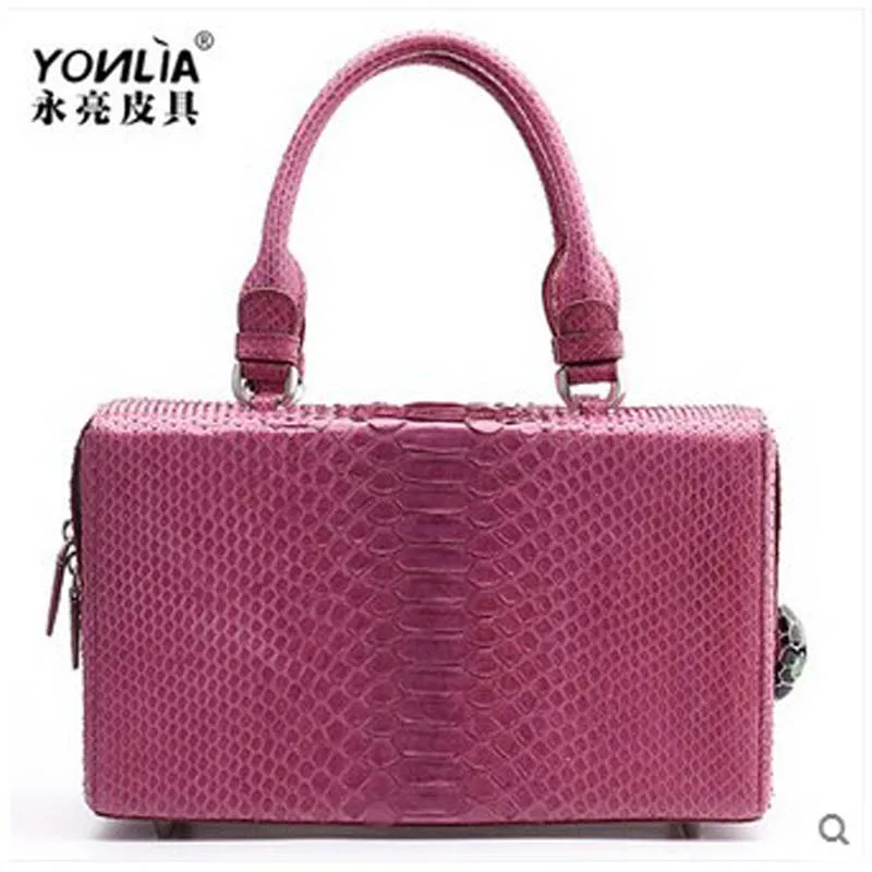 

yongliang New snake skin ladies handbag fashion stewardess women handbag personalized leather women bag single shoulder BOX bag