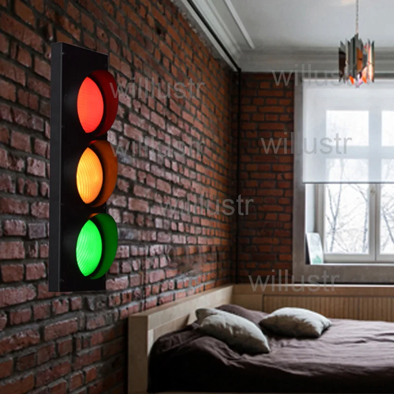 Настенный Железный светофор красный желтый зеленый с пультом дистанционного
