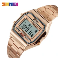 skmei fashion casual sport watch men stainless steel strap led display watches 3bar waterproof digital watch reloj hombre 1123