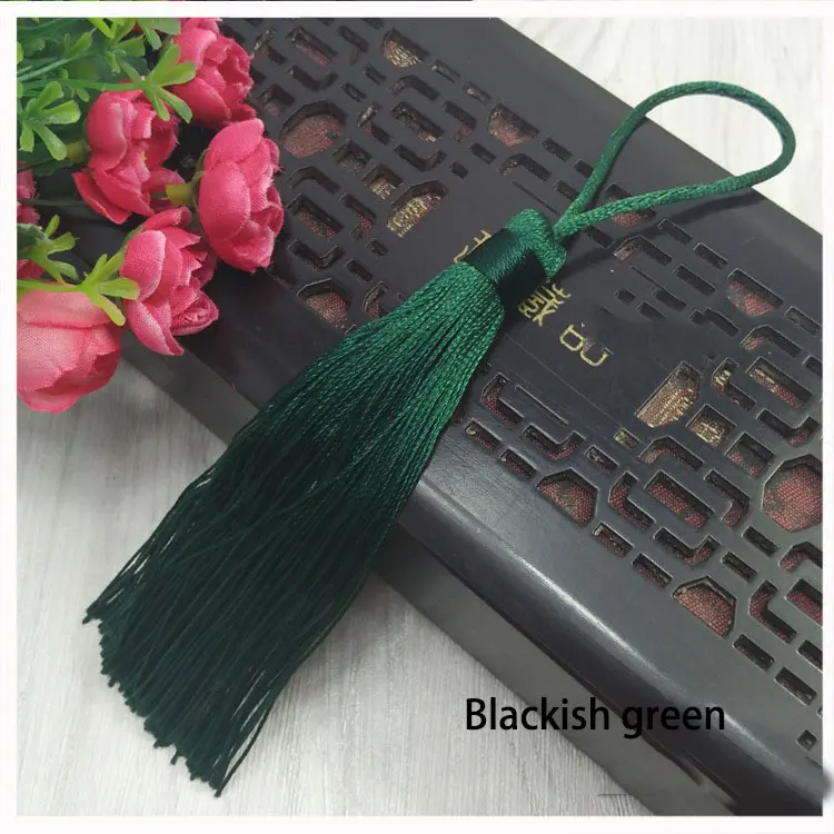 Blackish green 2 шт./лот, 12 см, висячая веревка с кисточкой, шелковая бахрома, декоративные кисточки для шитья штор, одежда, аксессуары для украшения дома - Цвет: Blackish green