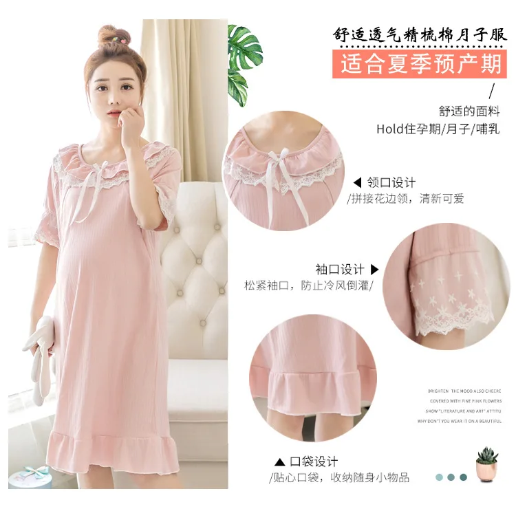 Big Size Maternity Nursing Nightdress Summer for Pregnant Women dress Pregnancy Pajamas Breast Feeding Nightgown Dress