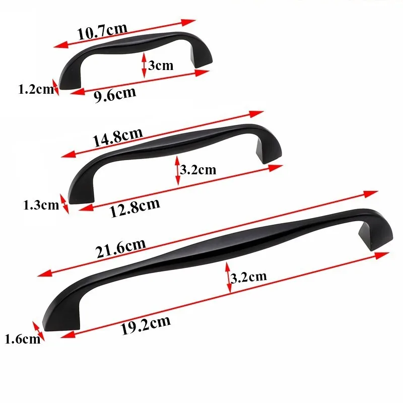 QVWN Furniture Accessories Single Pitch Door Handles Black Aluminum Alloy Wardrobe Pulls Drawer Knobs | Обустройство дома