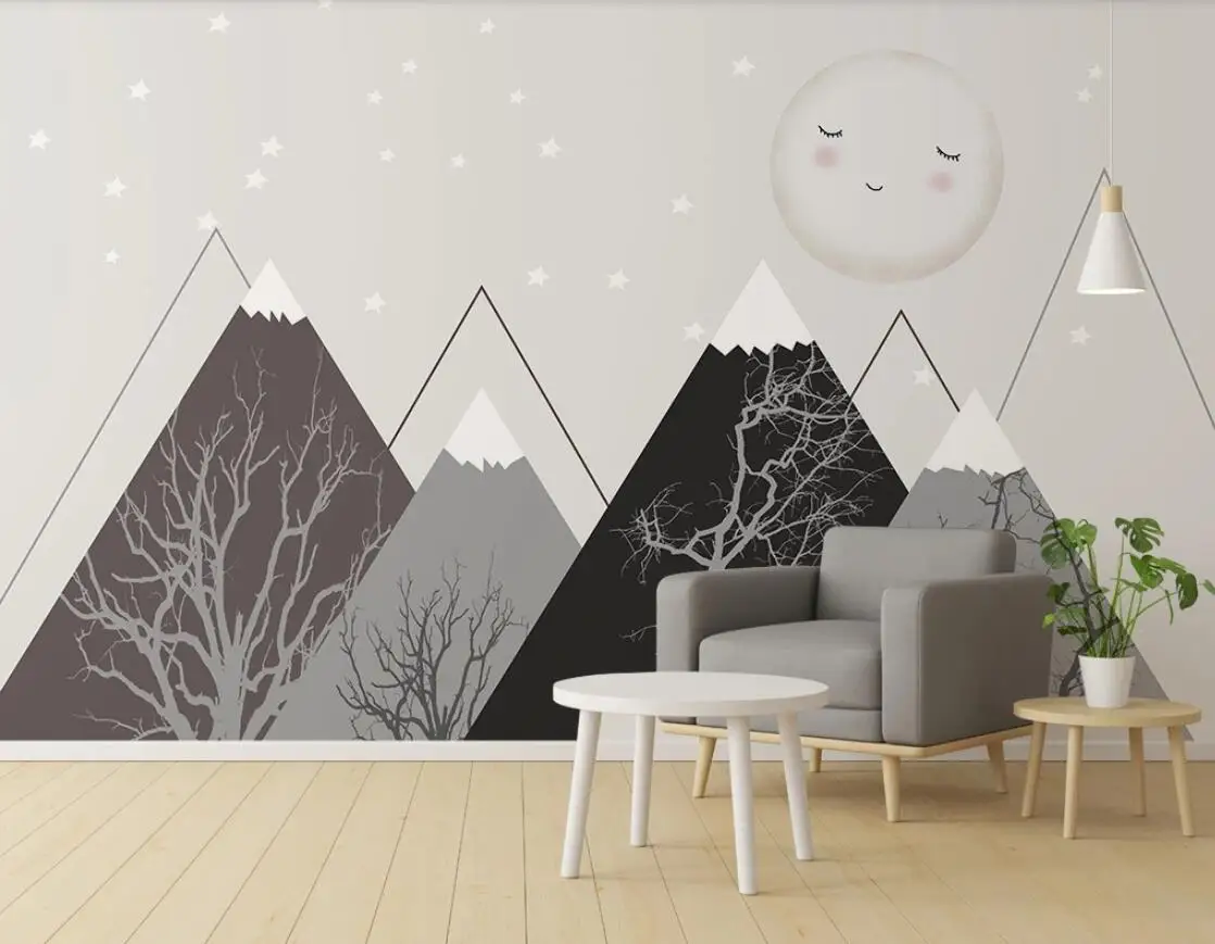 

Carton Geometric Mountain Wallpaper Kids Bedroom 3D Mural Contact Paper Papel De Parede 3d Photo Abstract Wall Paper Wall Decor