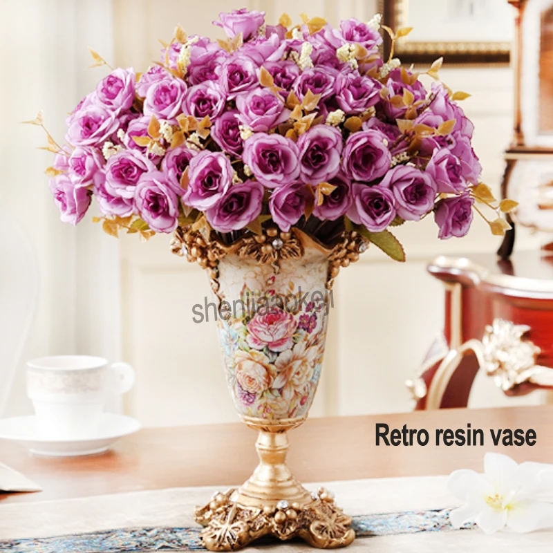 

Creative European style Retro resin vase Household Furnishing decoration living room dining room table vases flower vase 1pc