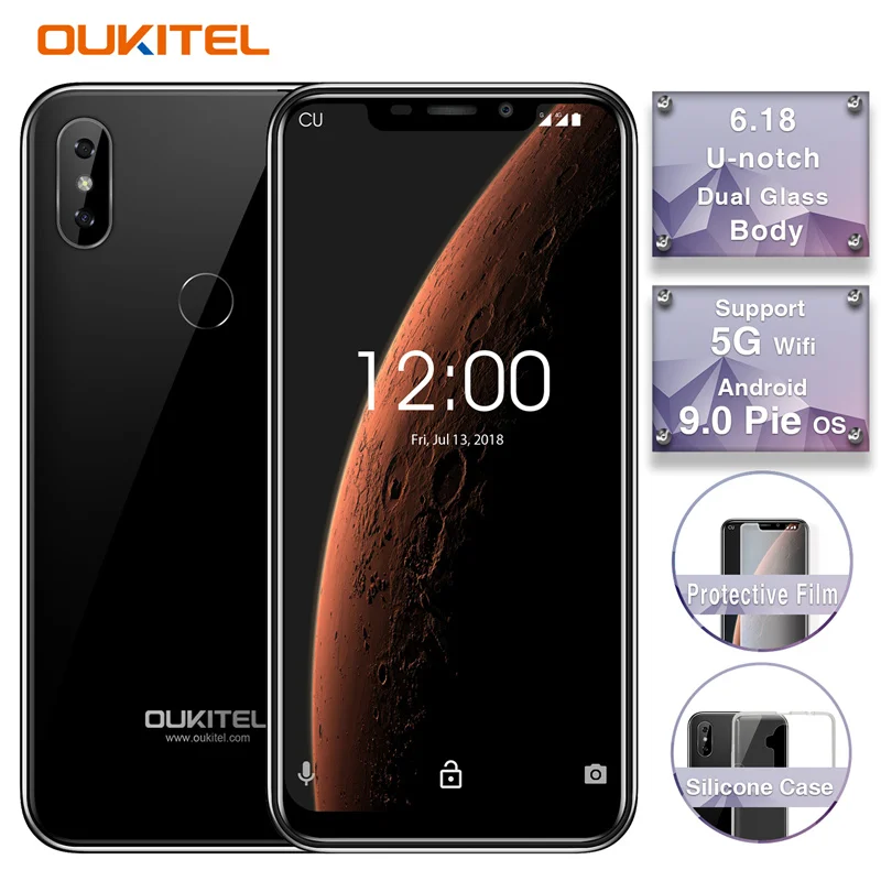 Черный OUKITEL C13 Pro 5G/2,4G wifi 6,1" 19:9 2 ГБ 16 ГБ Android 9,0 мобильный телефон MT6739 Четырехъядерный 4G LTE смартфон распознавание лица отпечатков пальцев - Цвет: Черный